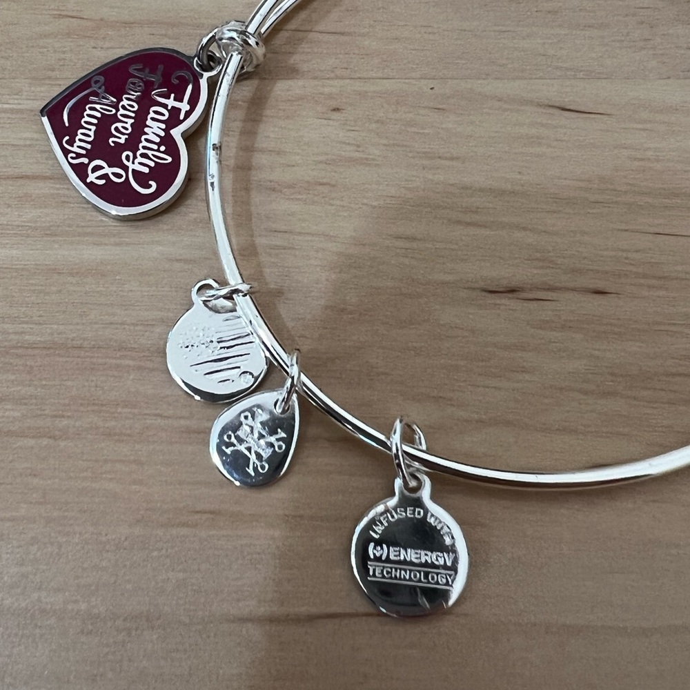 Alex and Ani Silver Bangle Bracelet Family Forever Always infused with energy
